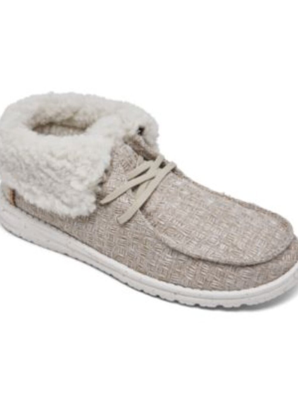 Hey Dude Women's Wendy Fold Casual Moccasin Sneakers Beige Sherpa Size 9